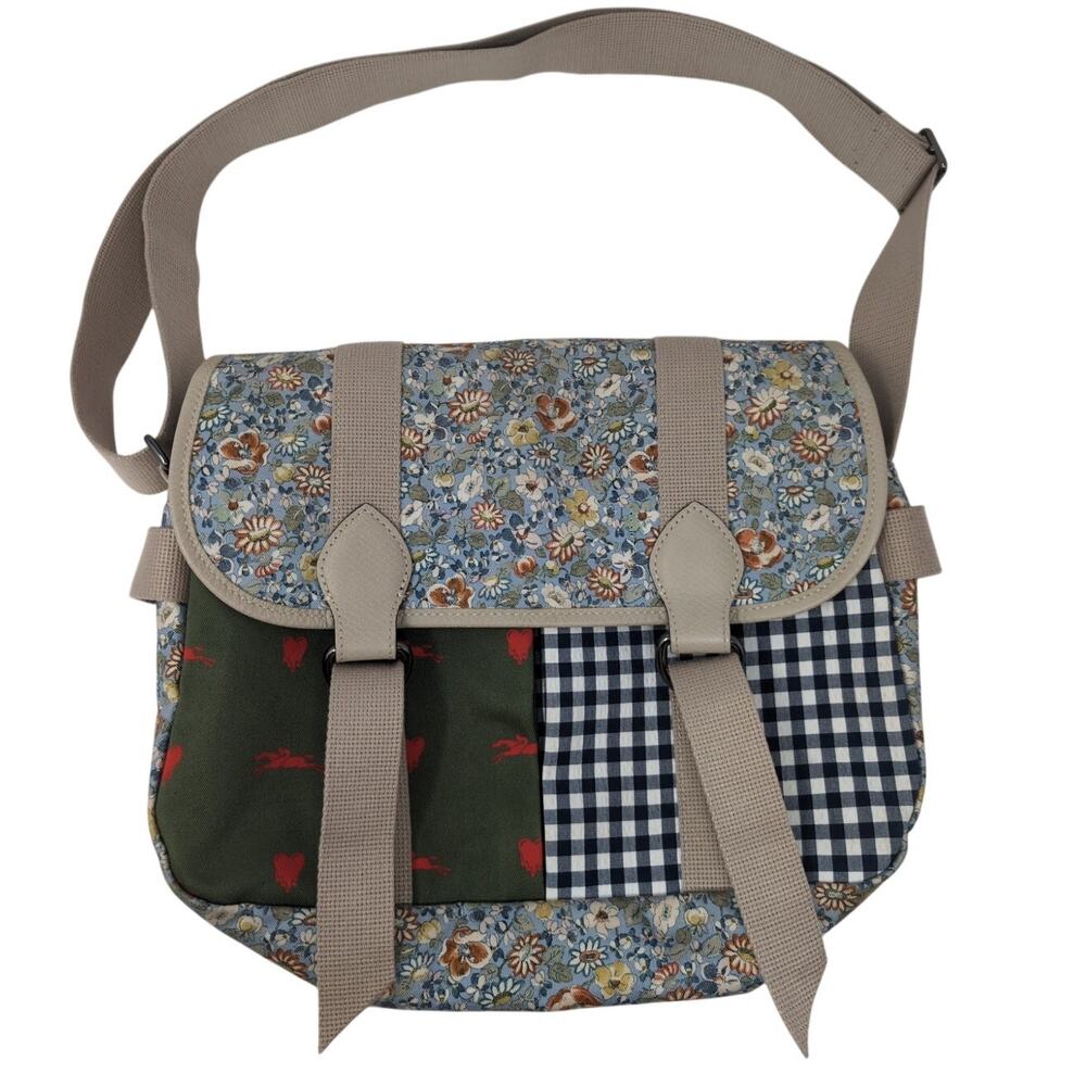Longchamp x‎ EU Patchwork Canvas Crossbody Bag Floral Gingham Adjustable Boho